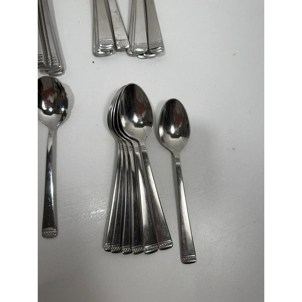 Gorham Studio 18/10 Stainless Flatware Set 36 Pc Knives Forks Spoons service / 7